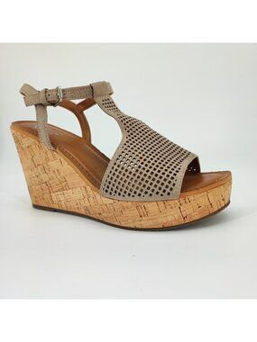 Franco Sarto Clinton 2 Women's Size 8.5 US Beige Textile Platform Sandals